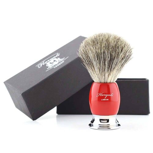 Haryali's Thunder Super Badger Shaving Brush - No Customization - Red