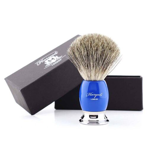 Haryali's Thunder Super Badger Shaving Brush - No Customization - Blue