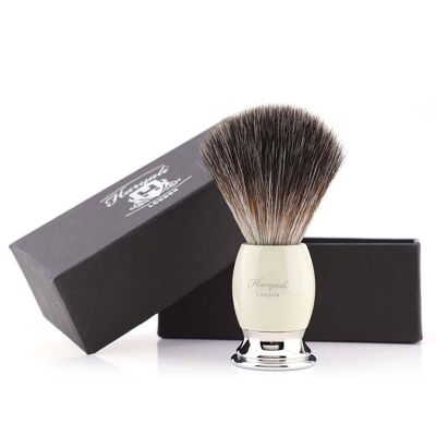 Haryali's Thunder Synthetic Black Hair Shaving Brush - No Customization - Ivory