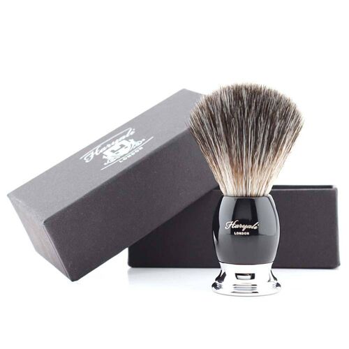 Haryali's Thunder Synthetic Black Hair Shaving Brush - No Customization - Red & Black