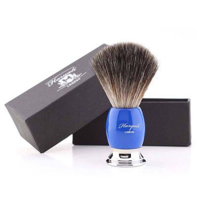 Haryali's Thunder Synthetic Black Hair Shaving Brush - No Customization - Blue