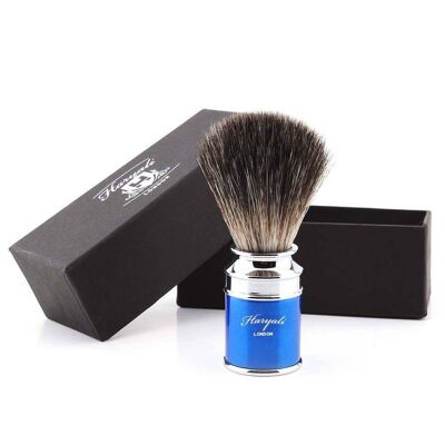 Haryali's Drum Synthetic Black Hair Shaving Brush - No Customization - Blue