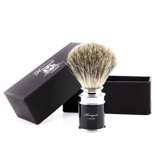 Haryali's Drum Super Badger Shaving Brush - No Customization - Black