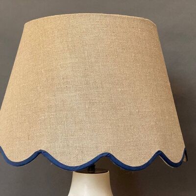 Blue Linen Scallop Lampshade , 18cm pendant