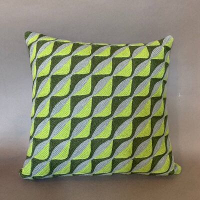 Green and Blue Kashmiri Crewel Cushion ,