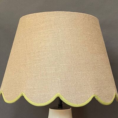 Lime Green Linen Scallop Lampshade , 15cm