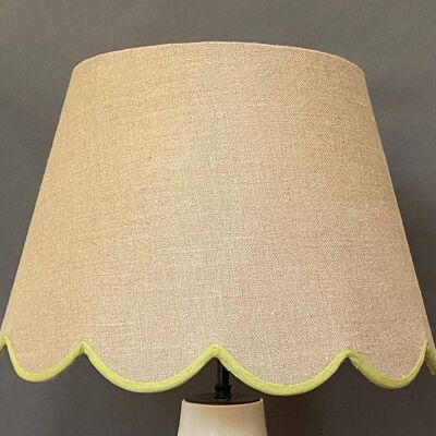 Lime Green Linen Scallop Lampshade , 18cm pendant