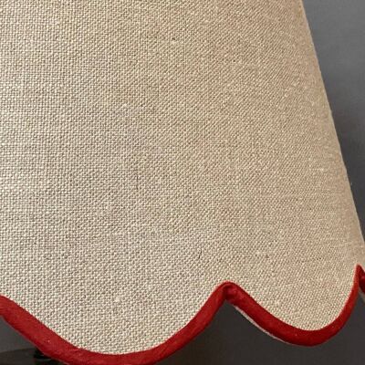 Red Linen Scallop Lampshade , 15cm