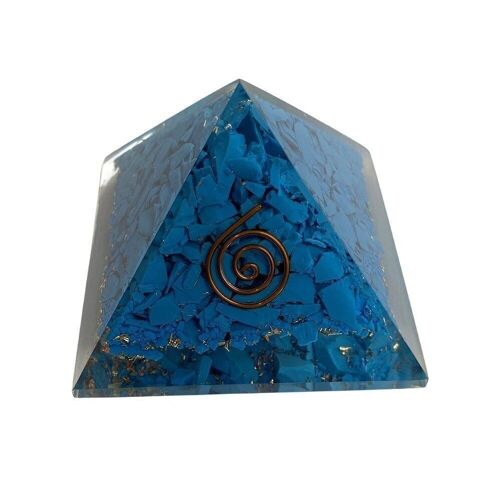 Orgone Reiki Healing Pyramid, Turquoise (Dyed Howlite), 5.5cm