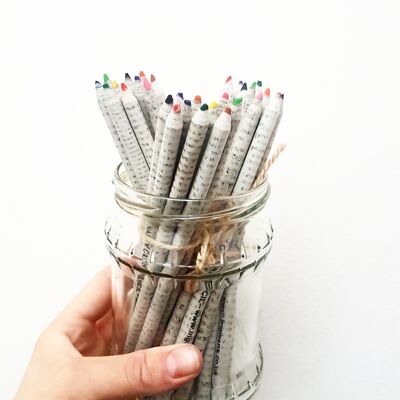 Upcycled Newspaper COLOUR Pencils x 10