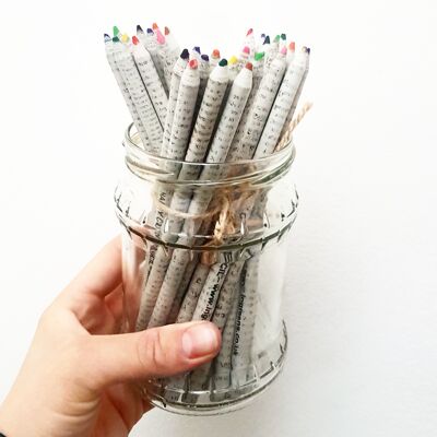Upcycled Newspaper COLOUR Pencils x 10