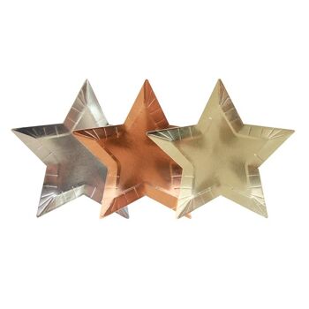 Métalliques assorties - Assiettes en papier en forme d'étoile (x8) 2