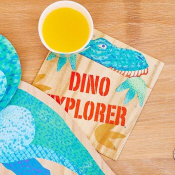 Serviettes de fête en papier Dino Explorer (x16) 1