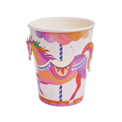 Vasos de papel para fiesta Unicornio Hada Princesa (x8)