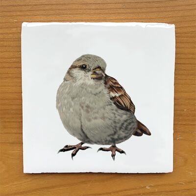 House Sparrow F – Vintage Style Tile