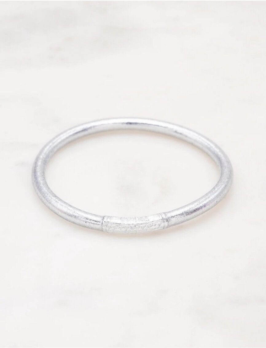Bracelet Jonc Bouddhiste Tibétain Argenté - Tube Semi-rigide - Longueur 23-24 Cm - Neuf