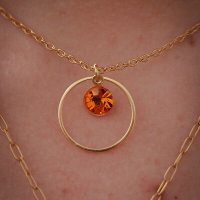 18k gold-plated stainless steel necklace, 24k pendant and Swarovski rhinestones
