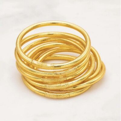 Thick Buddhist bangle with mantra size XS - Gold