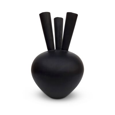 3 Mouth Vase Oval Matt Black