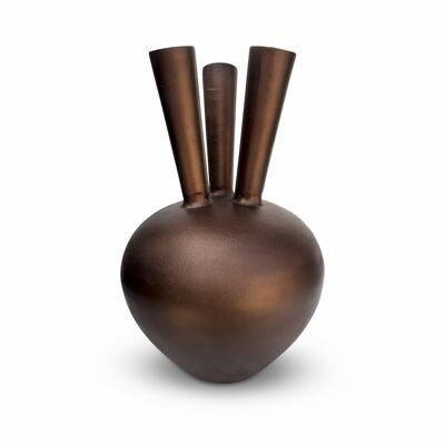 3 Mouth Vase Oval Brown/Copper