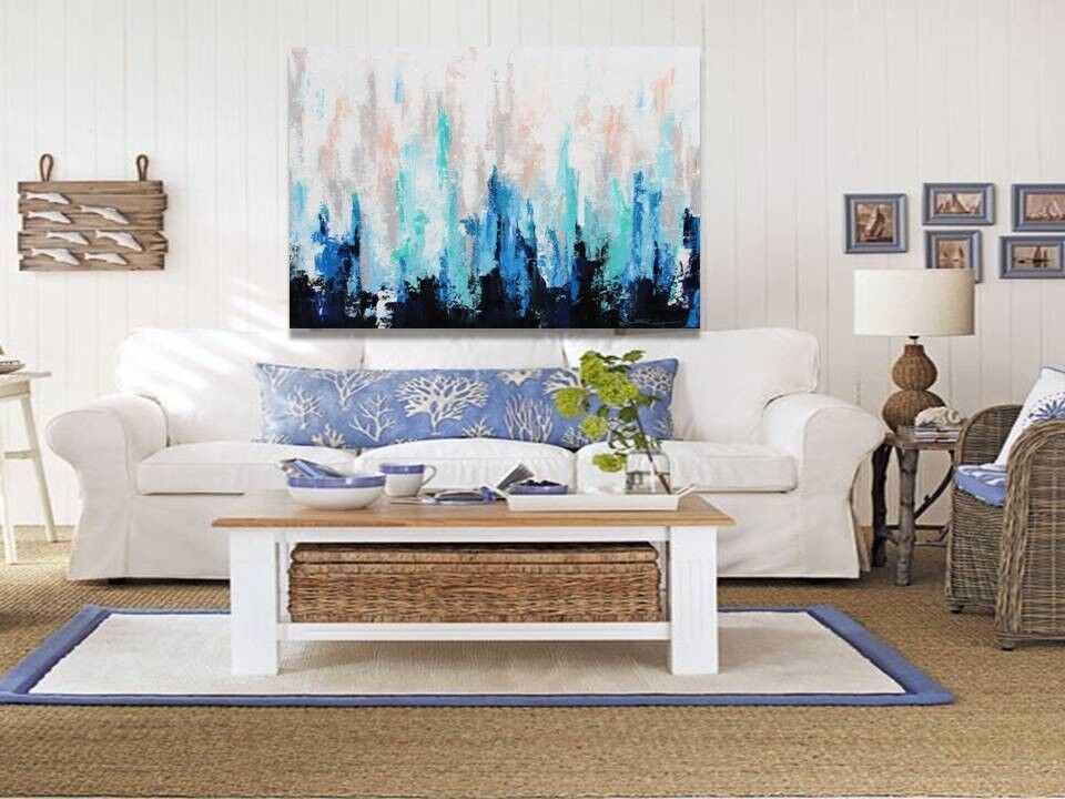 Immagine dipinta a mano dal vivo blu