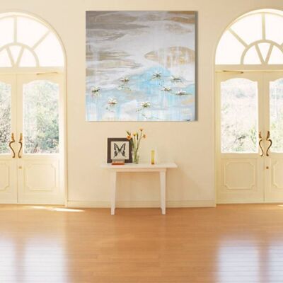 Quadro beige arcobaleno dipinto a mano