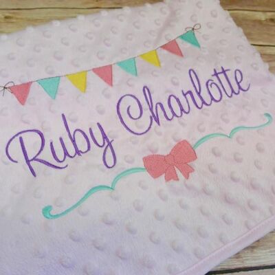 Personalised banner cream blanket - Pink