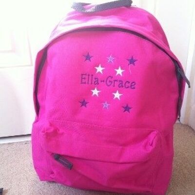 Pink Personalised school bag - stars (+£3.00)