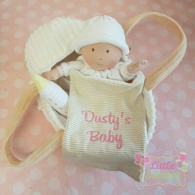Personalised baby doll with carry cot