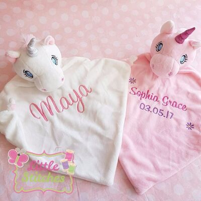 Personalised unicorn cubbies comforter - white