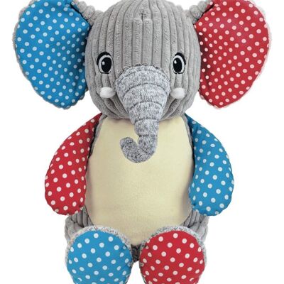 Personalised spotty elephant cubbie teddy - Add ribbon bow (+£1)