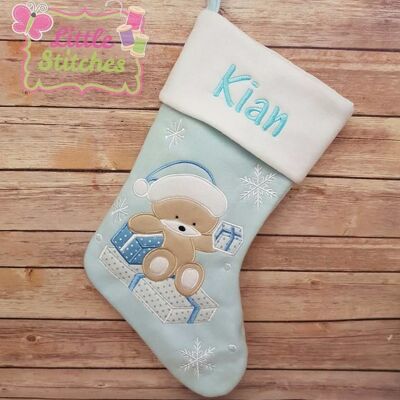 Personalised blue bear stocking - yes (+£0.50)