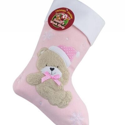 Personalised pink bear stocking - no