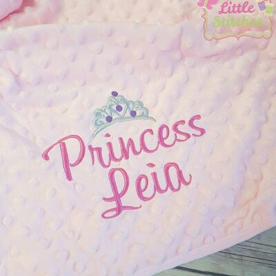 Personalised pink princess design bobble style blanket
