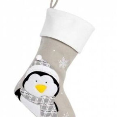 Personalised deluxe grey penguin stocking