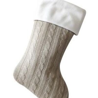Personalised cable knit grey stocking