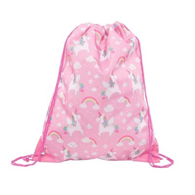 Personalised pink unicorn drawstring bag