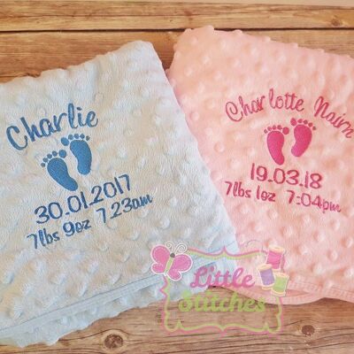 Personalised footprints baby blanket - blue