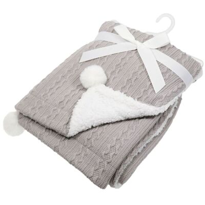 Personalised grey cable knit blanket