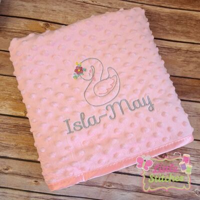 Personalised floral swan bobble style blanket