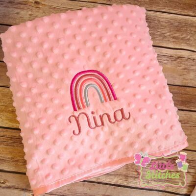 Personalised rainbow pinks bobble style blanket