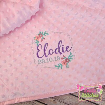 Personalised floral geometric wreath bobble style blanket