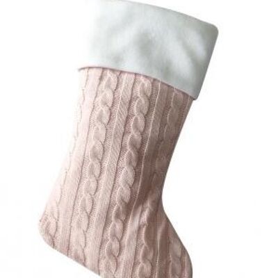 Personalised cable knit pink stocking