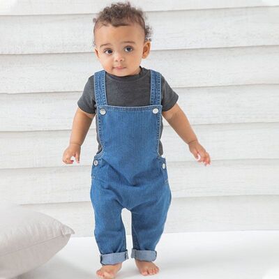 Personalised denim dungarees - 6-12 months - floral wreath (+£2.00)