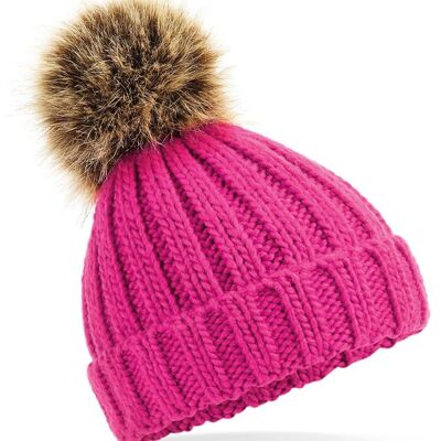 Personalised pink chunky knit bobble hat - Infant