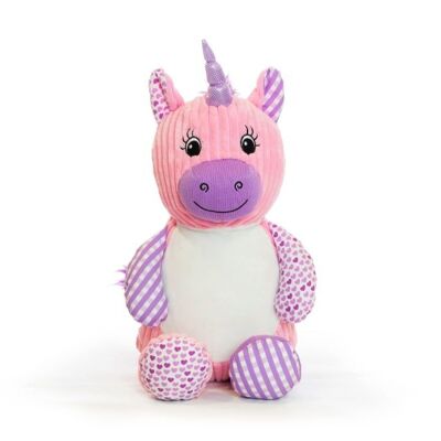 Personalised pink Harlequin unicorn cubbie