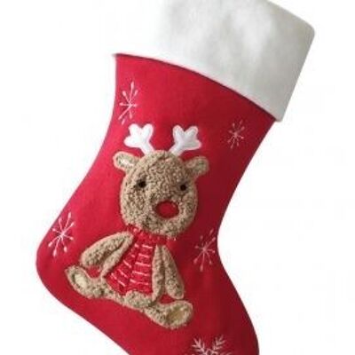 Personalised red reindeer stocking