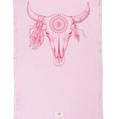 Mycha Ibiza – Strandlaken – strandhanddoek – kikoy – cow – roze – 100% katoen – badstof