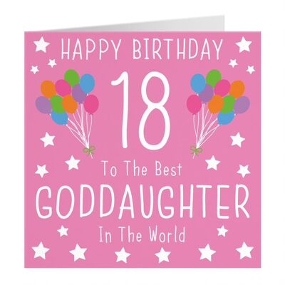 Hunts England Goddaughter 18th Birthday Card - Happy Birthday - 18 - To The Best Goddaughter In The World - Iconic Collection