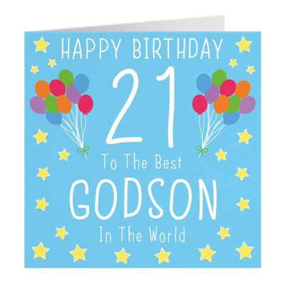 Hunts England Godson 21st Birthday Card - Happy Birthday - 21 - To The Best Godson In The World - Iconic Collection